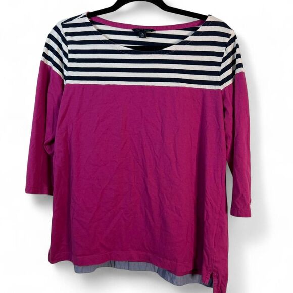 Tommy Hilfiger XL Women's Fuschia Striped Lightweight Shirt with Relaxed Fit - Picture 1 of 9